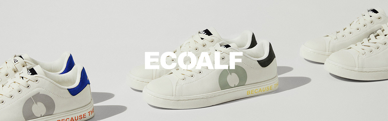 Weiße nachhaltige Ecoalf Damen Sneaker mit bunter Hinterkappe